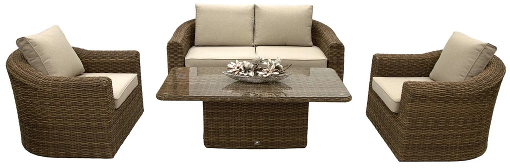 Rattanowy zestaw modułowy BORNEO LUXURY dla 4 osób (brązowy)