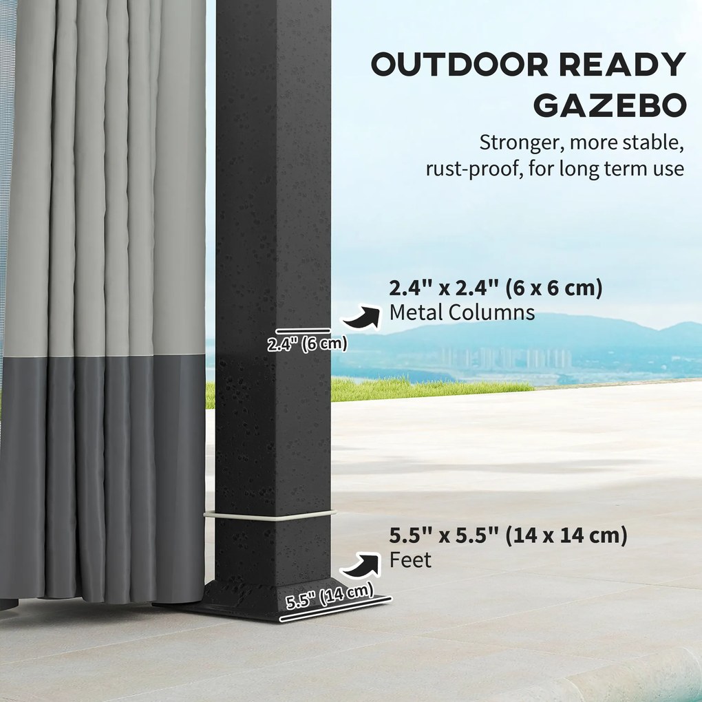 Outsunny pawilon ogrodowy 3x4 metalowy namiot ogrodowy z moskitierą dwupoziomowy dach jasnoszary do ogrodu altana | Aosom PL