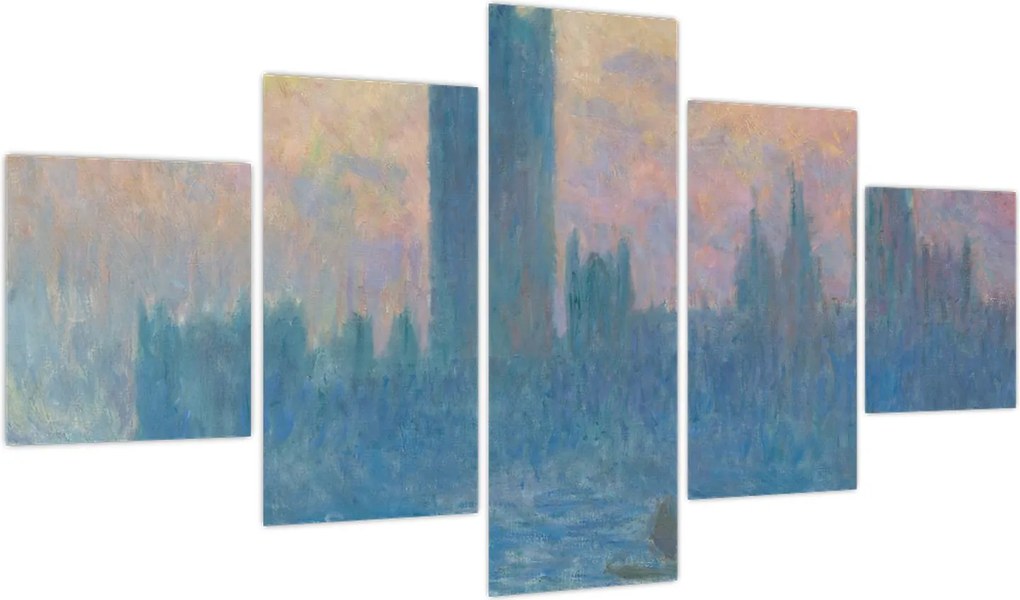 Obraz - Claude Monet, The Houses of Parliament, Sunset, reprodukcje (125x70 cm)