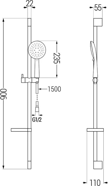 Mexen DS67 zestaw prysznicowy suwany, chrom - 785674583-00