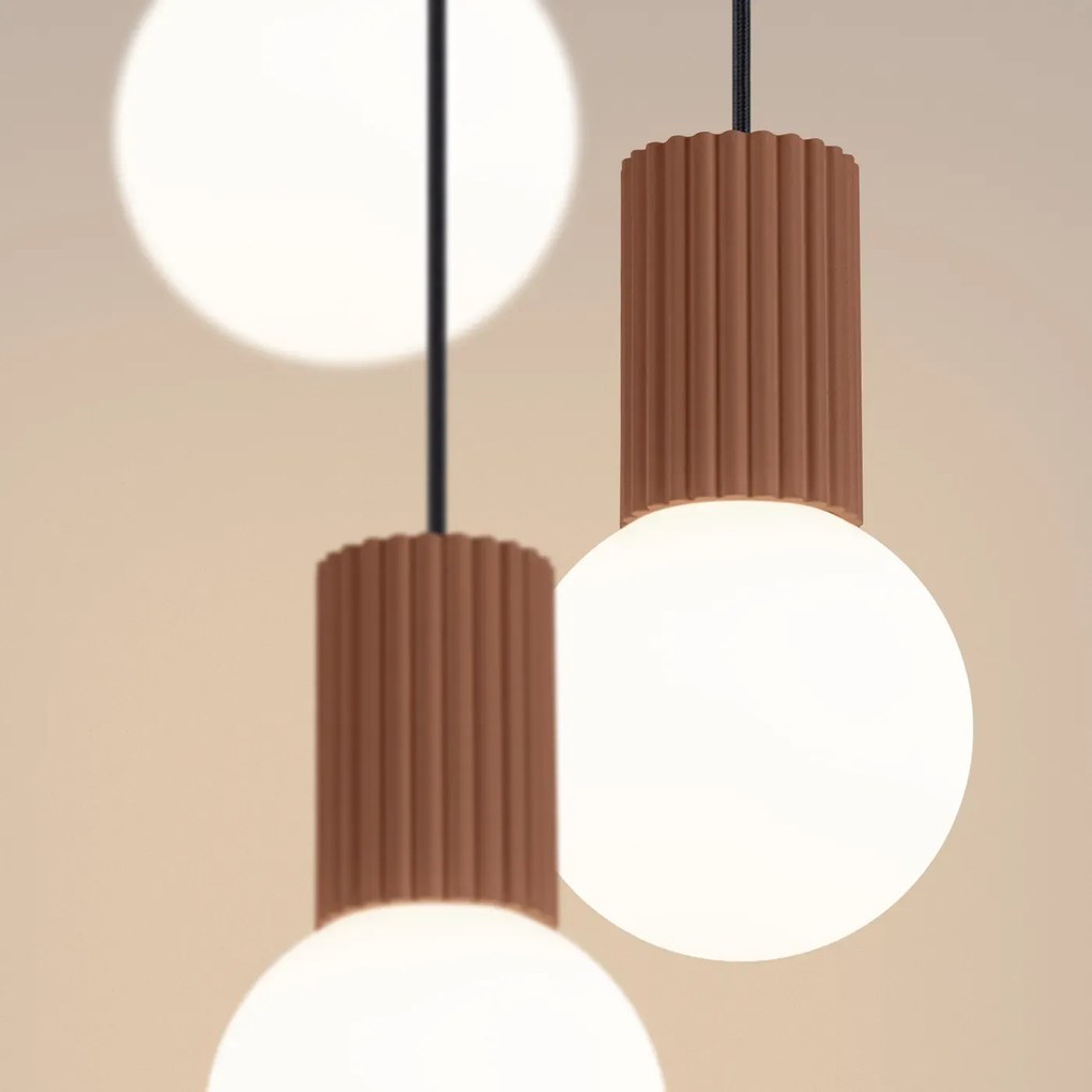 Lampa wisząca HALO 3P mocca ryflowana SOLLUX LIGHTING