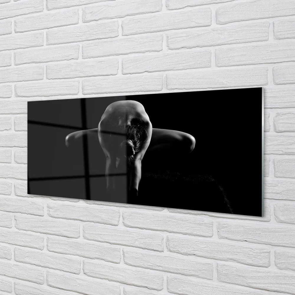 Panel szklany do Kuchni Czarno-Biały Portret Kobiety