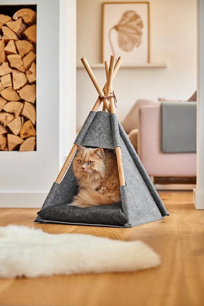 Namiot dla kota Tipi, filcowy, legowisko 44x42x45/65 cm, ZELLER