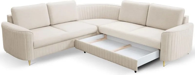 Narożnik LAREN nowoczesna sofa z funkcją spania pojemnik na pościel prawa strona CASTEL 03 251x251x85 cm