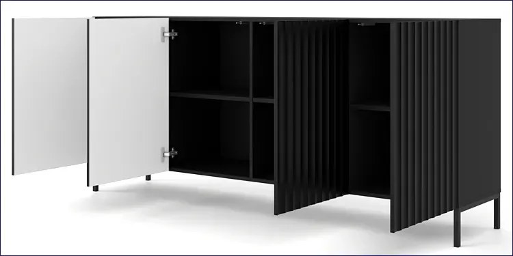 Czarna komoda w stylu glamour z lamelami - Dixter 3X