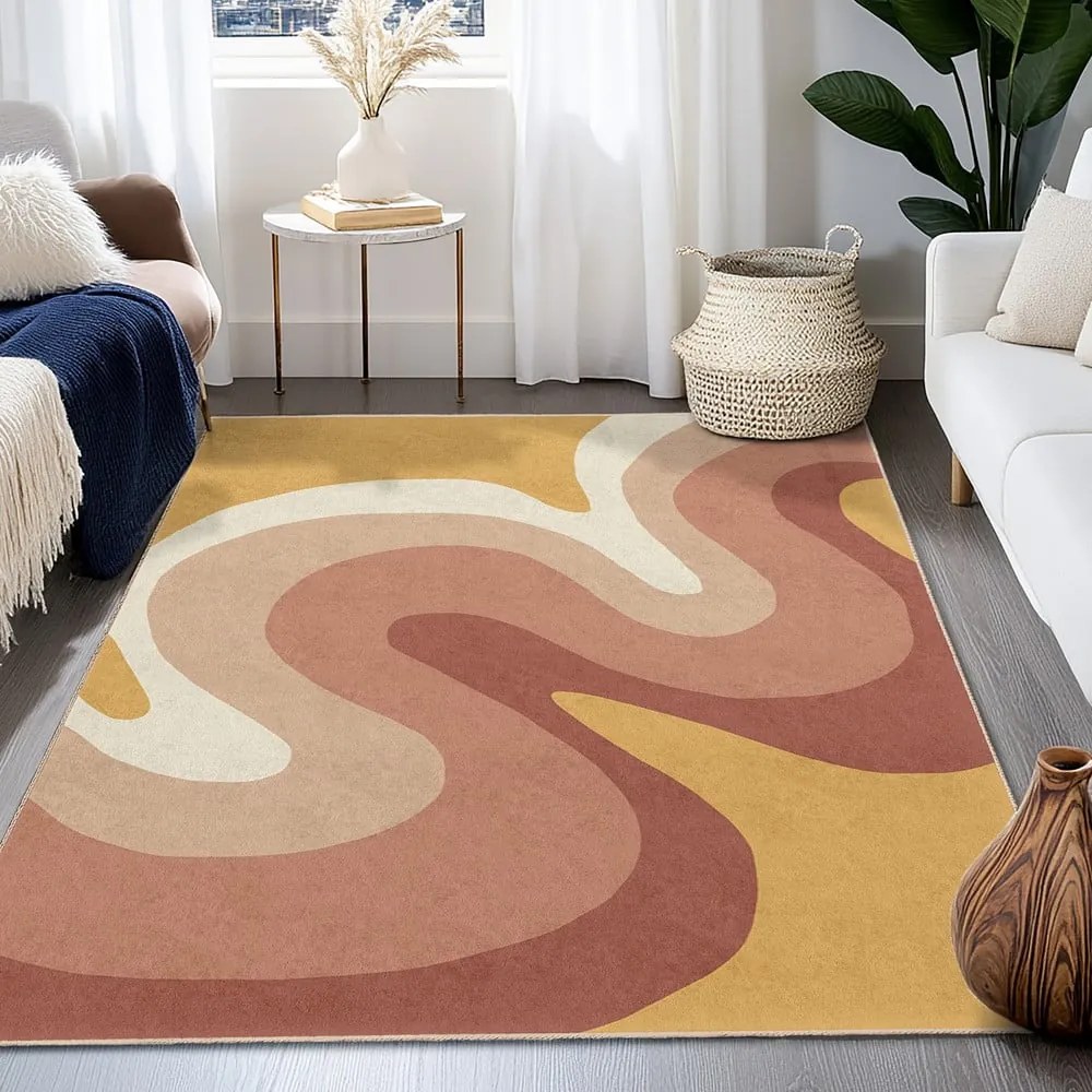 Żółto-szaroróżowy dywan odpowiedni do prania 120x180 cm Strawberry Creamsicle – Mila Home