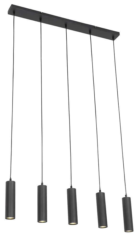 Inteligentna lampa wisząca czarna w komplecie z 5 żarówkami Wifi GU10 - Jeana Nowoczesny Oswietlenie wewnetrzne