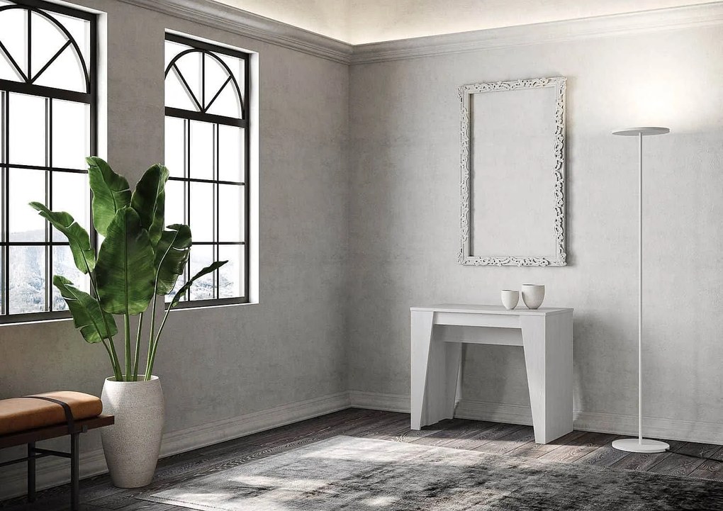 Konsola rozkładana 90x48/204 cm Anvar Small Frassino biała