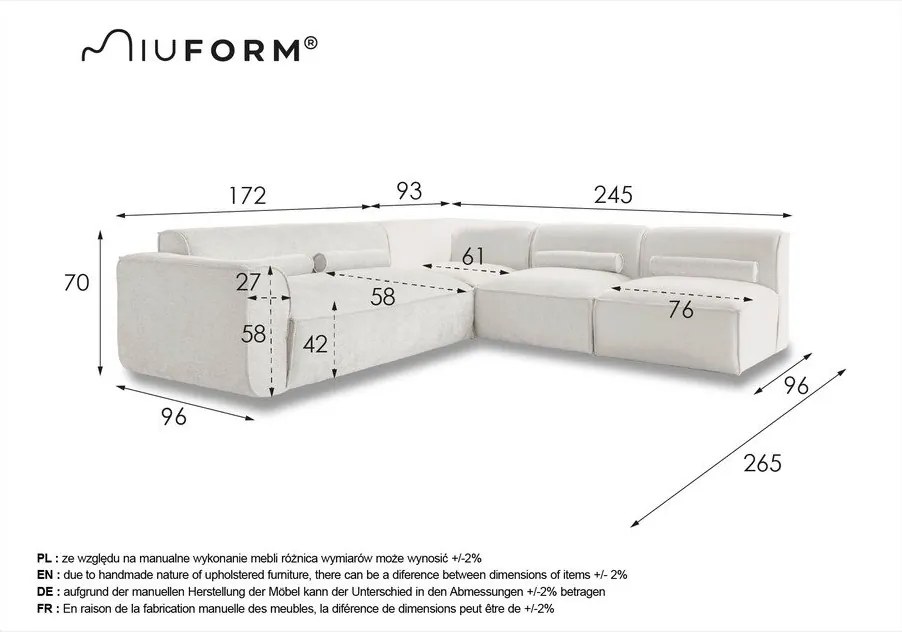 Szary narożnik (prawostronny) Flex Felix – Miuform