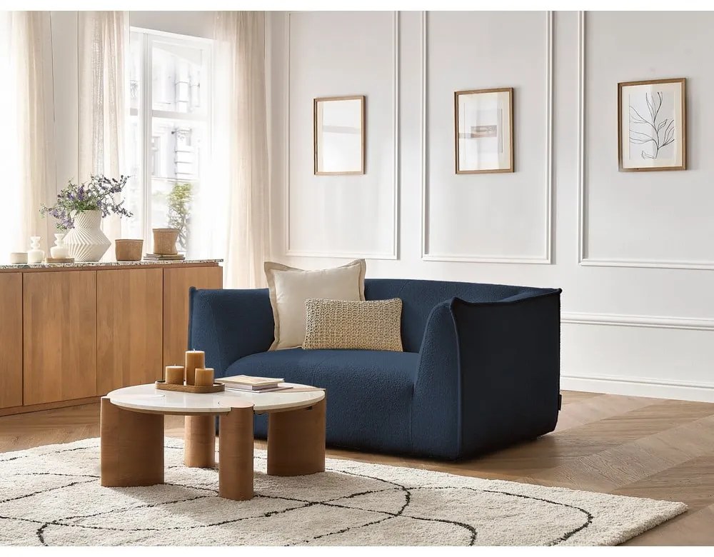 Ciemnoniebieska sofa z materiału bouclé 170 cm Giorgia – Bobochic Paris