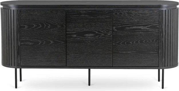 Komoda do Salonu BECK 160 cm Czarna Trzydrzwiowa Ryflowana Nowoczesna