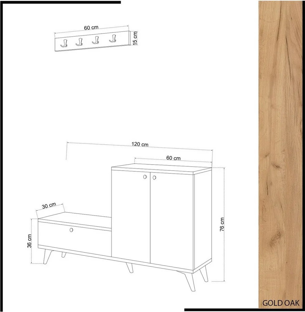 Zestaw do przedpokoju Fiel Oak and White