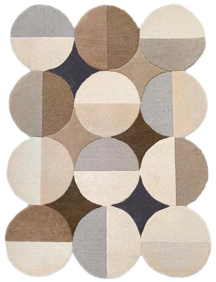 Szarobeżowy wełniany dywan tkany ręcznie 120x170 cm Mia Ellipse – Flair Rugs