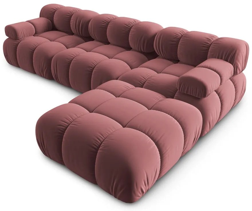 Różowy aksamitny narożnik Bellis – Micadoni Home