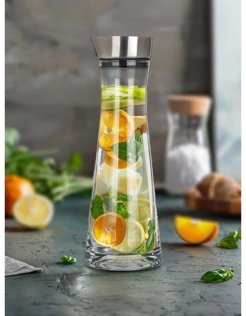 Karafka szklana z nalewką ze stali nierdzewnejDALEN 1000 ml