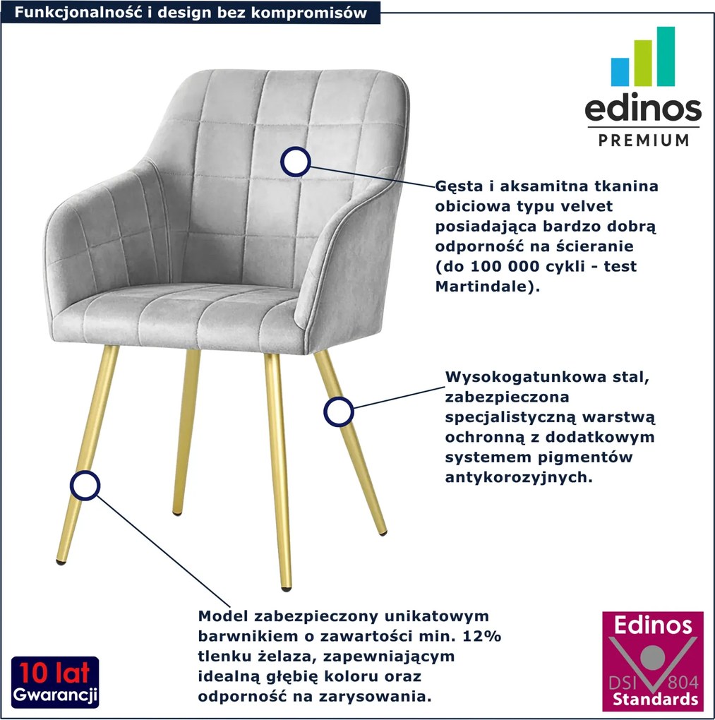 Zestaw 6 szarych krzeseł w stylu glamour Z3-T59