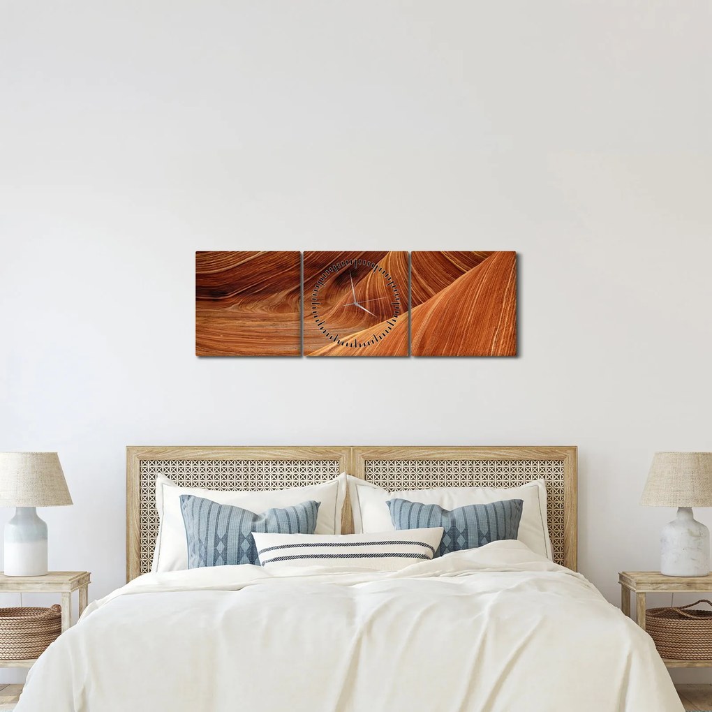 Obraz - Czerwony piasek (z zegarem) (90x30 cm)