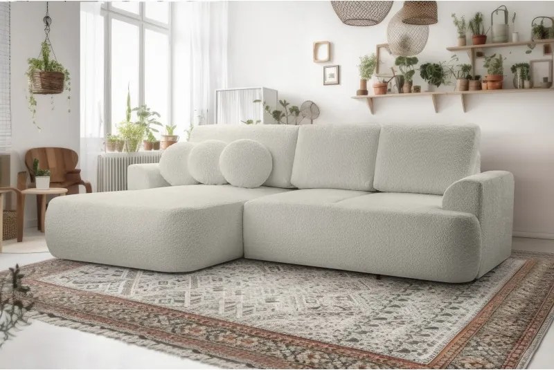 Narożnik VELO wolnostojący układ L strona Lewa z funkcją spania w tkaninie Coral 65