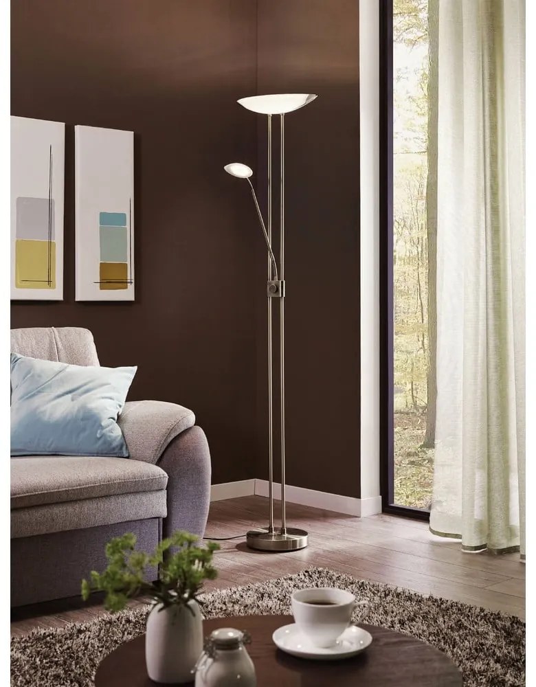 Szara lampa stojąca LED ze szklanym kloszem (wysokość 180 cm) BAYA LED – EGLO