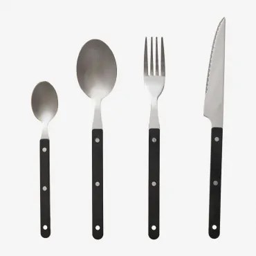Zestaw Sztućców 16 Elementów Ze Stali Nierdzewnej Tirvola Czarna - Sklum