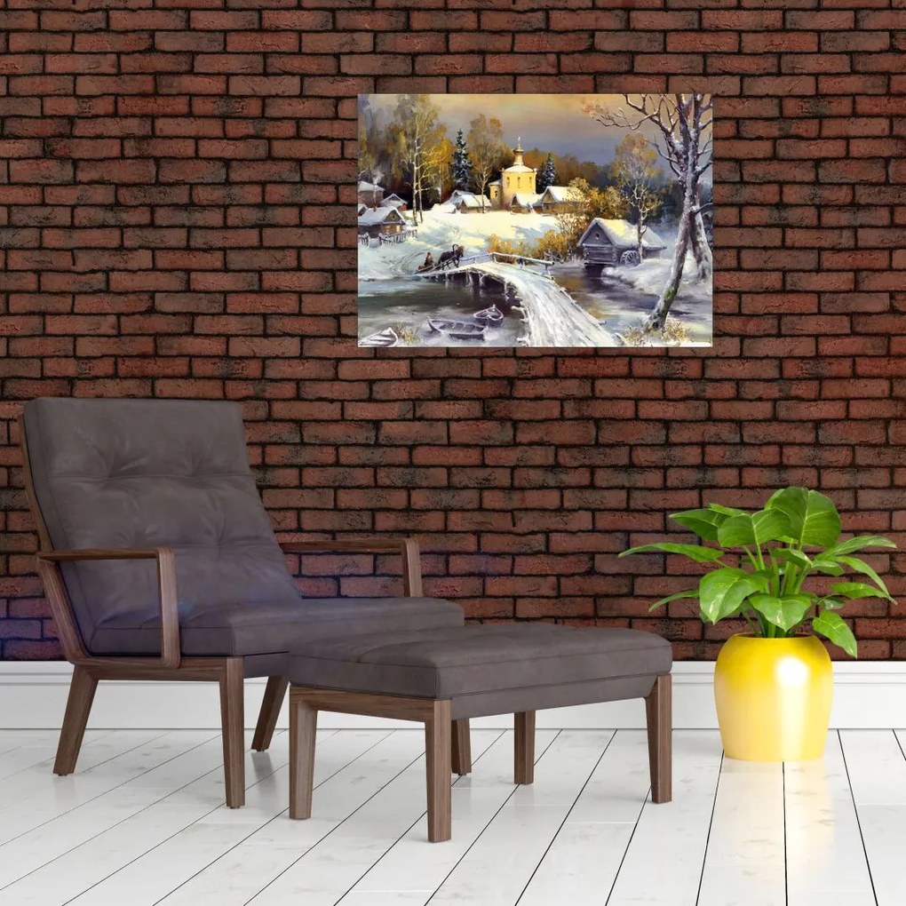 Obraz - Zimowe miasteczko (70x50 cm)