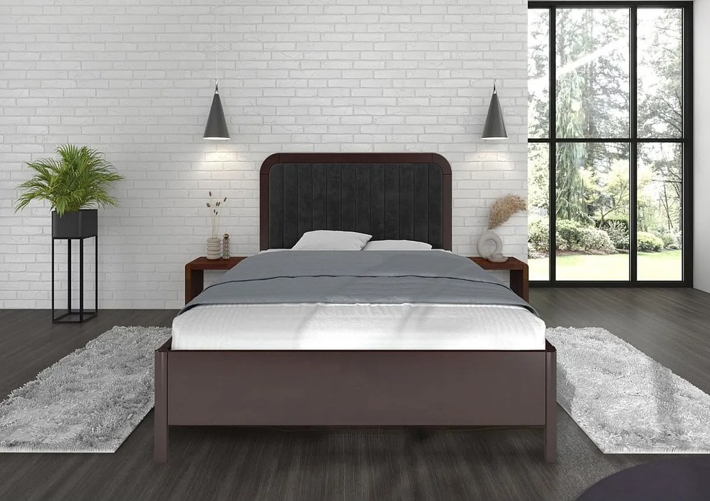 Łóżko bukowe Visby MODENA, 160X200, palisander/czarny