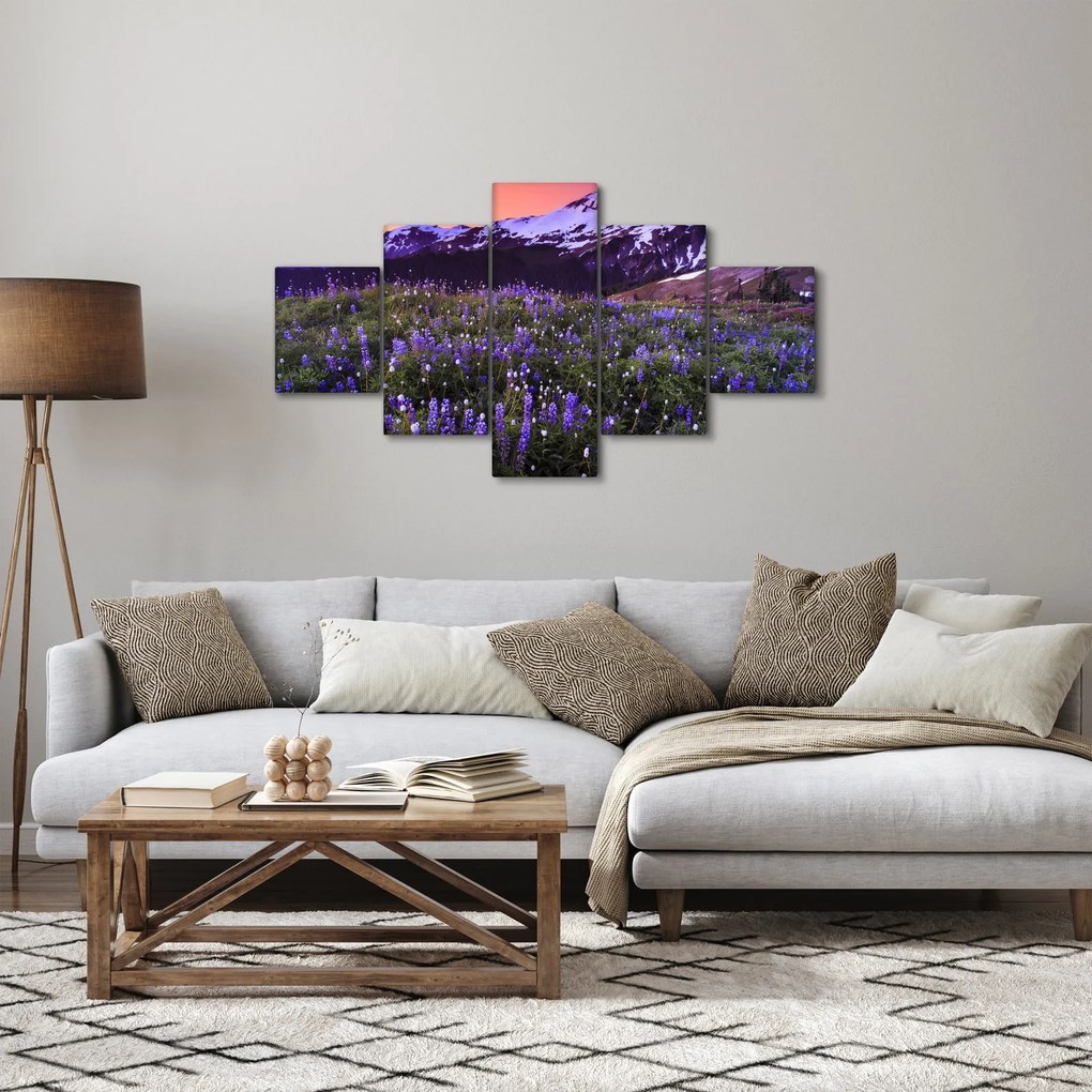 Obraz - Wulkan i kwiaty (125x70 cm)