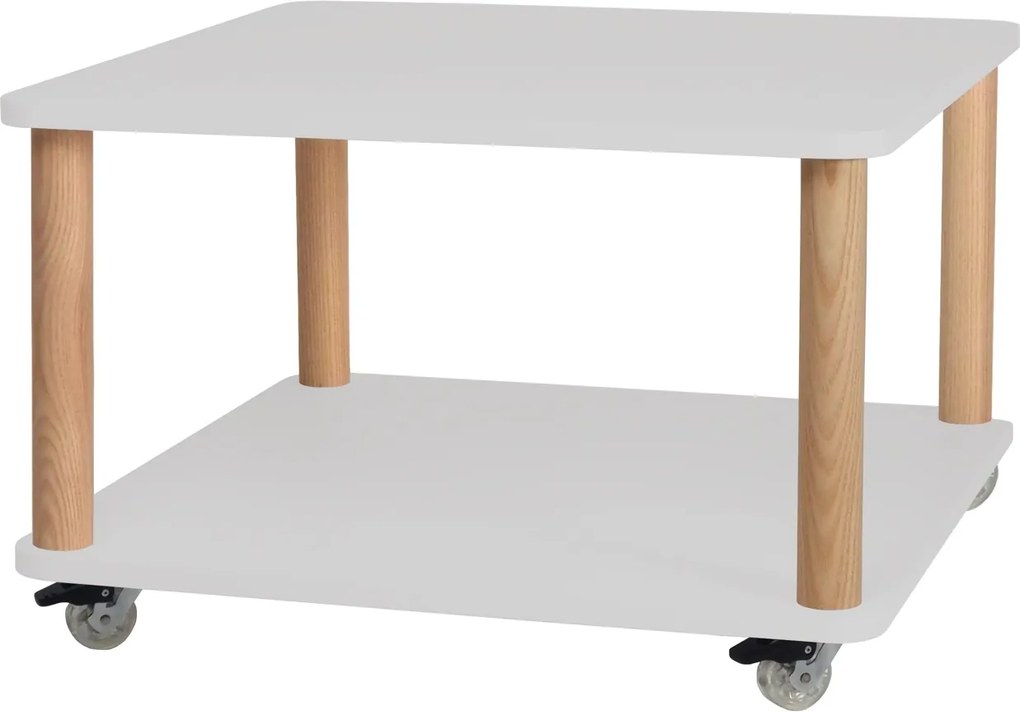 Kwadratowy stolik kawowy na kółkach Ashme z kolorowym blatem 64x64 cm