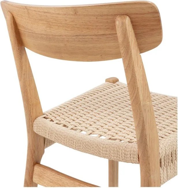 Krzesła zestaw 2 szt. z litego drewna kauczukowego w naturalnym kolorze Biel – MOME