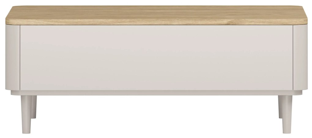 Stolik kawowy Amilio 100 cm z szufladami na nóżkach - kaszmir / dąb olejowany