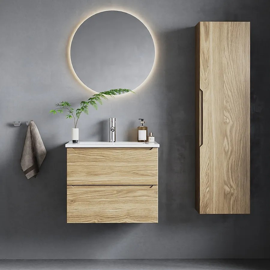 Szafka do Łazienki Słupek Wysoki 1 Drzwi Dąb Olejowany Etna