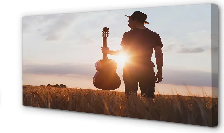 Obraz drukowany na płótnie Ekspresja Gry Na Gitarze