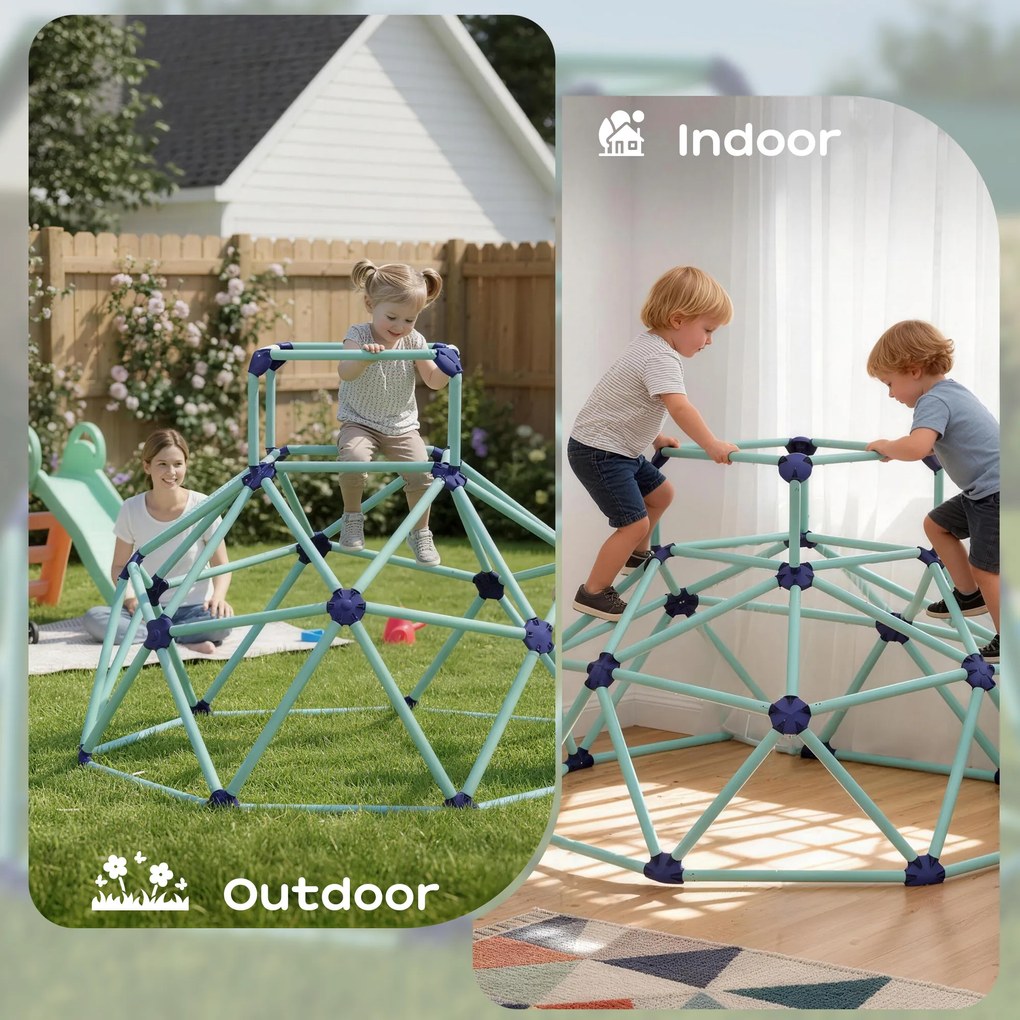 AIYAPLAY Kopuła wspinaczkowa Ø182,5 cm odporna na UV i wodoodporna, kopuła dla dzieci do 90 kg, dla 3-8 lat tworzywo sztuczne niebieska | Aosom PL