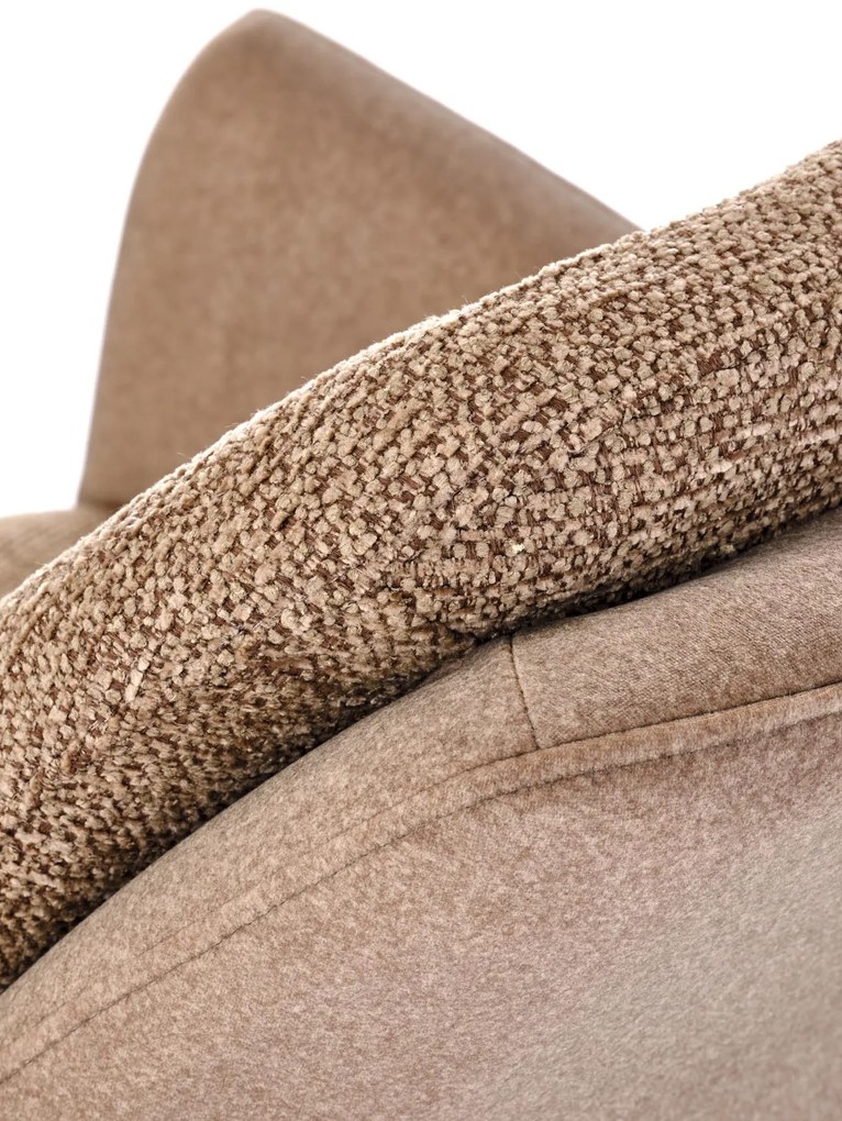 Krzesło do jadalni obrotowe z podłokietnikami brąz beż tkanina K591