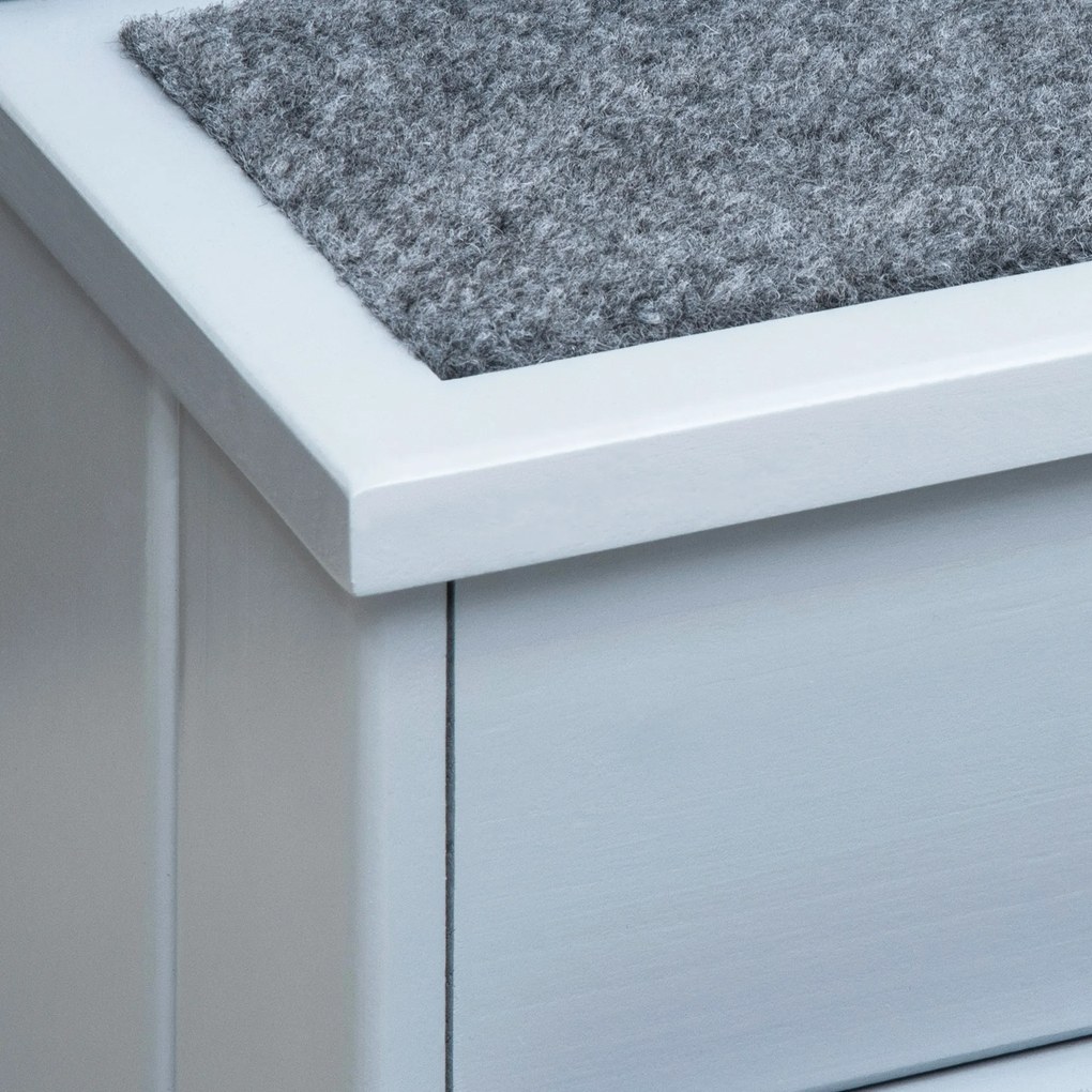 PawHut Schody dla Zwierząt Domowych z Dywanikiem Schowek Drewno Sosnowe Szary 405x445x38 cm | Aosom PL