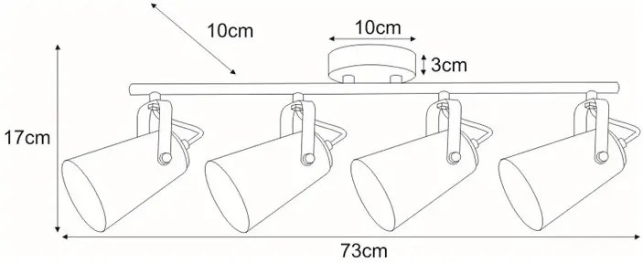 Czarna loftowa listwa sufitowa z 4 reflektorami - 2X A776 G1-C58