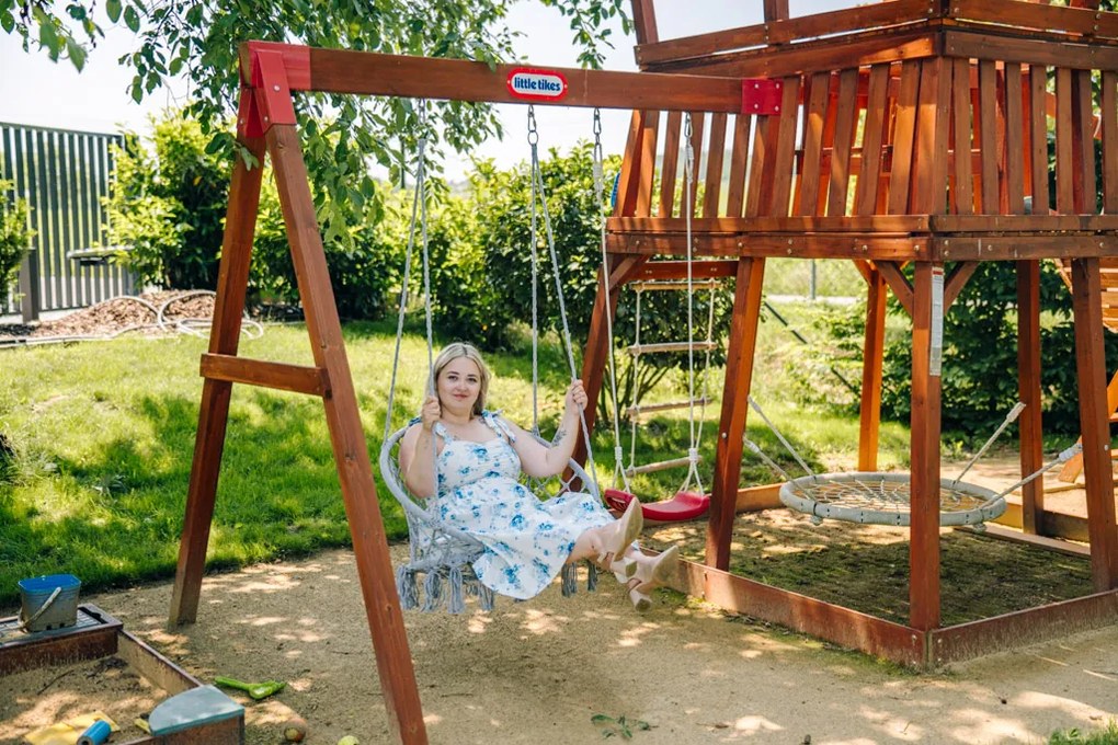 Szare wiszące krzesło KOLUMBIA z poduszką