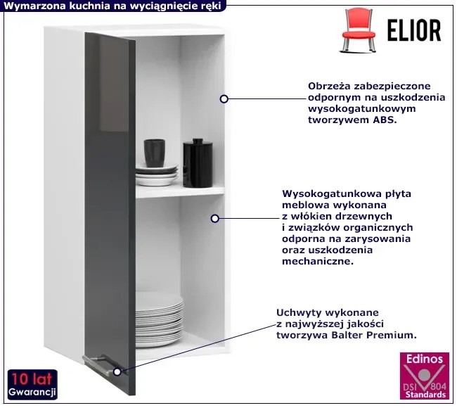 Czarna górna szafka kuchenna z półkami C1-Z22
