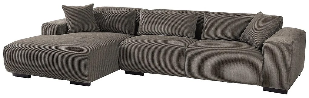 Kanapa narożna lewa welurowy z sztruksowego materiału w kolorze taupe OVENTINO od Maison Céphy