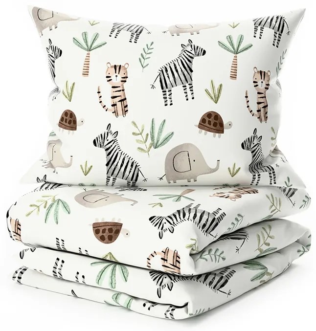 PrzytulneMieszkanie.pl PrzytulneMieszkanie.pl Pościel krepa do łóżeczka Renforcé JUNGARI kremowa Rozmiar pościeli: 45 x 65 cm | 90 x 140 cm