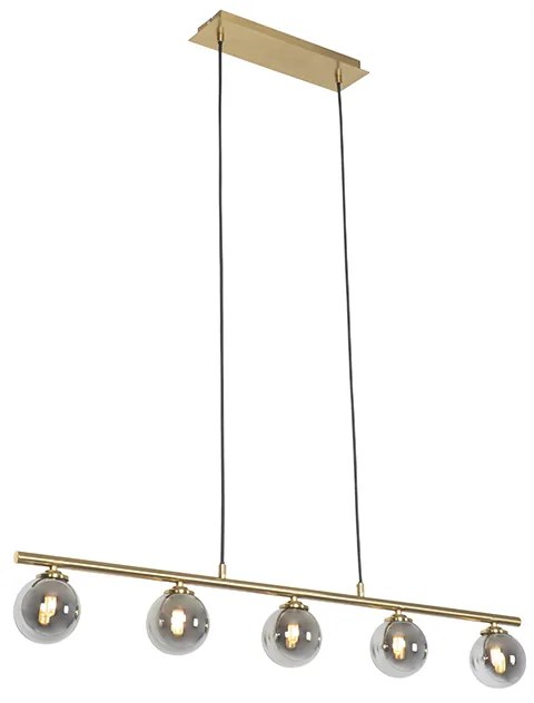 Nowoczesna lampa wisząca złota 100 cm 5-światłowa z dymionym szkłem - Athens Rustykalny / Vintage Oswietlenie wewnetrzne