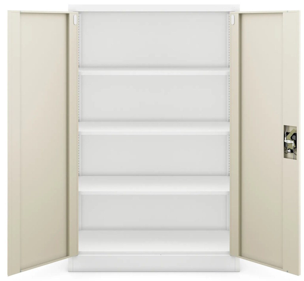 Szafa biurowa metalowa niska z 3 półkami biała/dąb sonoma, 900x1400x400 mm: KEVIN Eco Design