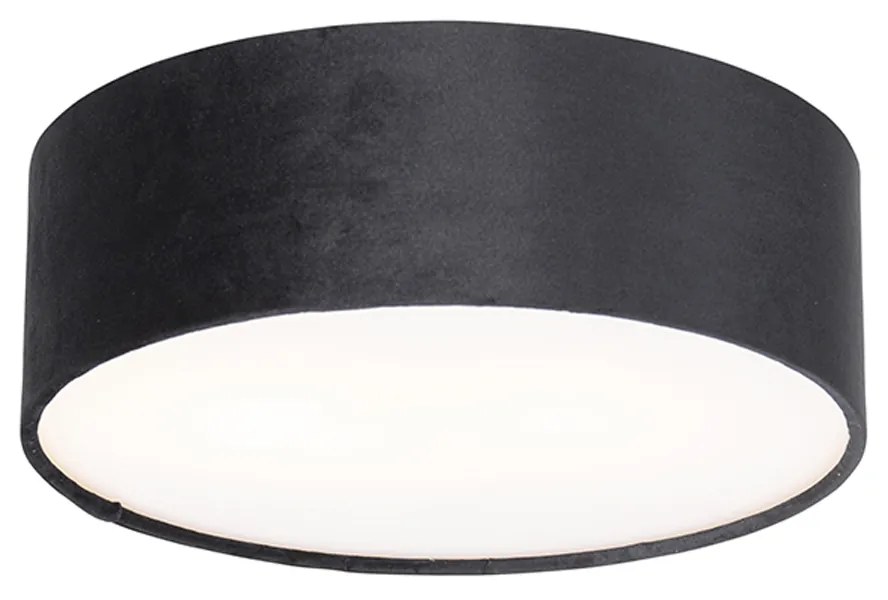 Nowoczesna lampa sufitowa czarna 30 cm ze złotym wnętrzem - Drum Nowoczesny Oswietlenie wewnetrzne