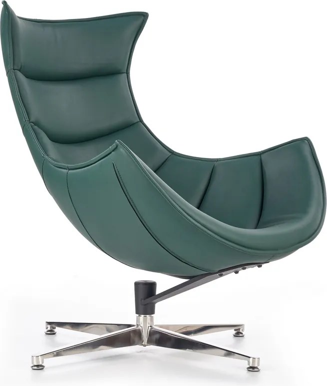 Zielony fotel wypoczynkowy ze skóry Luxor