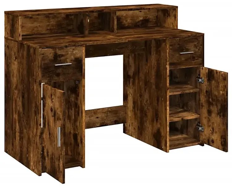 Biurko podświetlane 120 cm przydymiony dąb - Duna