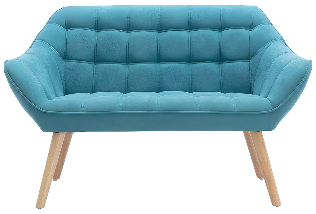 Kanapa 2-osobowa i fotel CASERTA z tkaniny w kolorze niebieskim