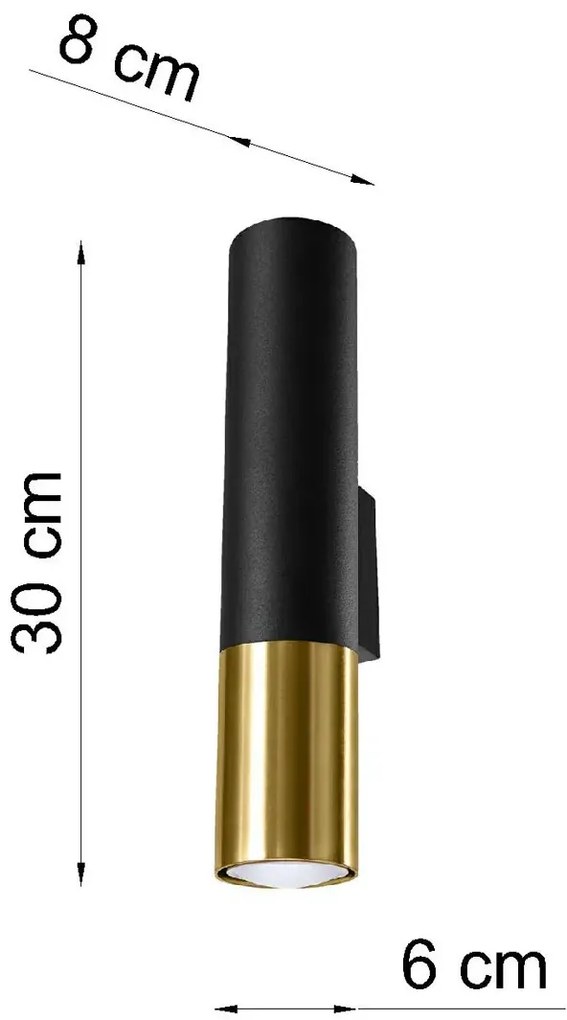 Czarno-złoty nowoczesny kinkiet walec R9-W10