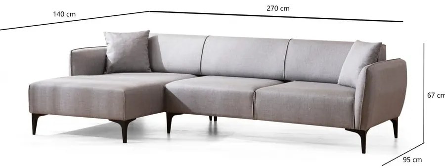 Jasnoszara sofa narożna Belissimo, narożnik lewy – Balcab Home
