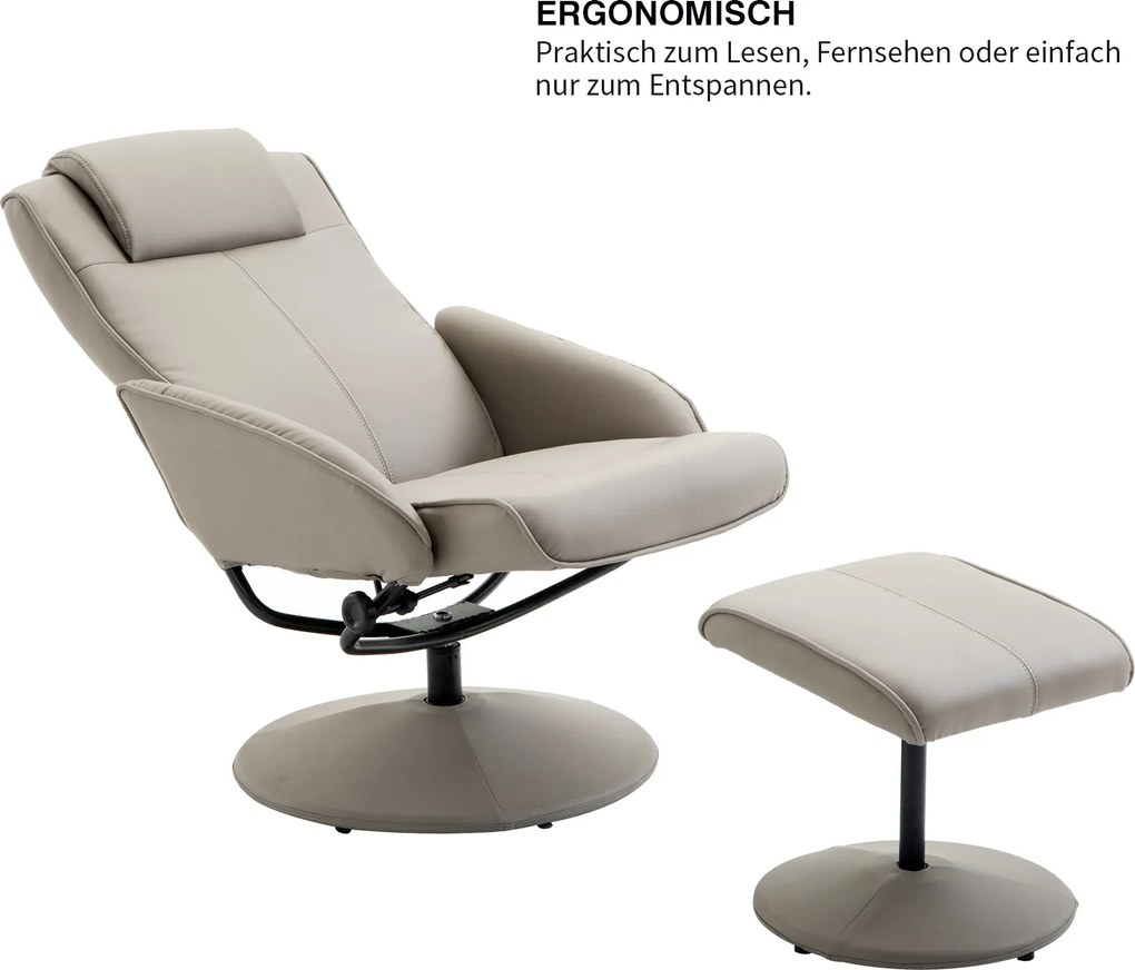 Homcom Relax Chair TV Krzesło Fotel 360° Obrotowy z podnóżkiem