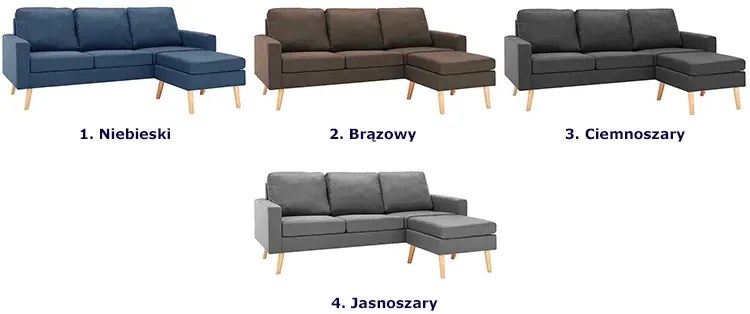 3-osobowa niebieska sofa z podnóżkiem - Muria 4Q